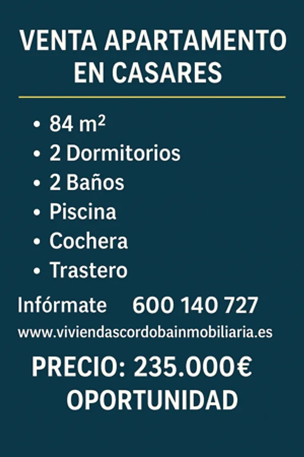 Ficha del apartamento con datos de contacto – Venta Apartamento en Casares Sol 2 dormitorios