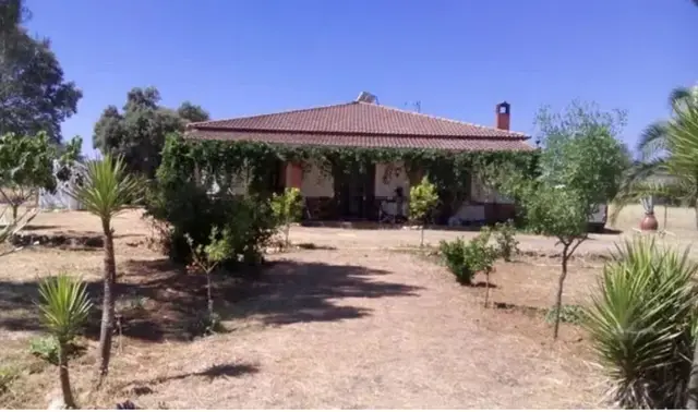 Fachada de la casa y terreno de la finca – Chollo: finca rústica en Peñarroya