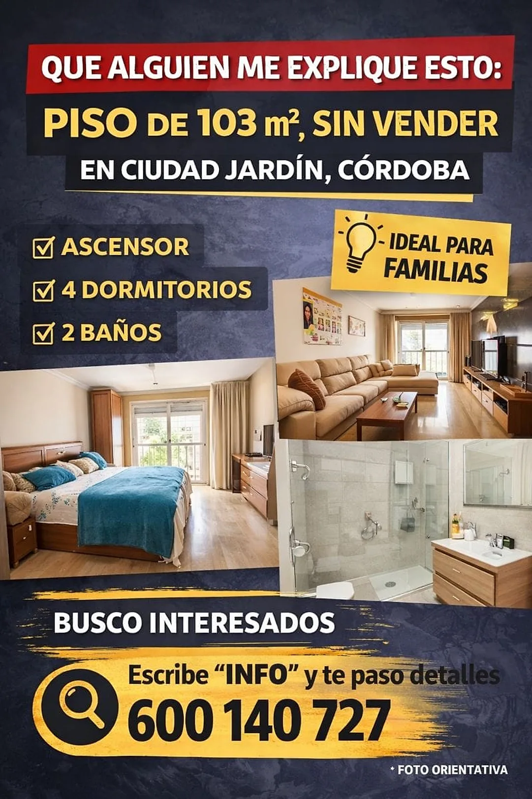 Resumen del piso: 4 dormitorios, 2 baños y ascensor – Piso en Ciudad Jardín Córdoba con 4 dormitorios y ascensor